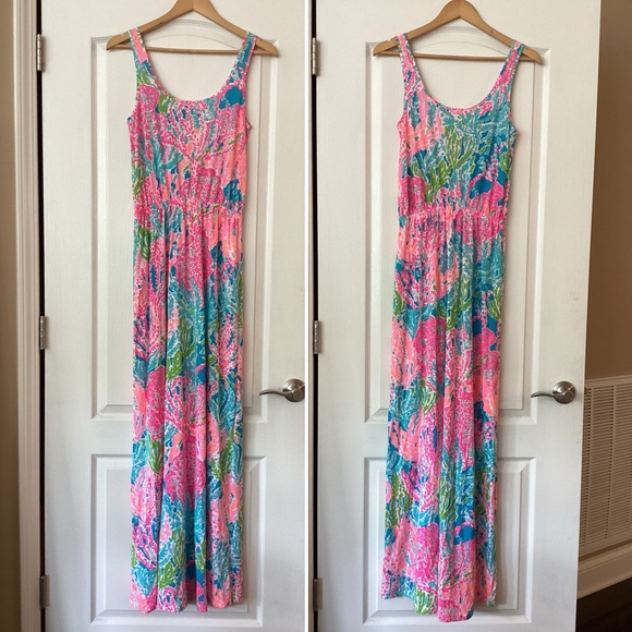 Lilly Pulitzer Holy Grail Tria Maxi in Turquoise Let’s Cha Cha, Size Small. - Picture 2 of 15